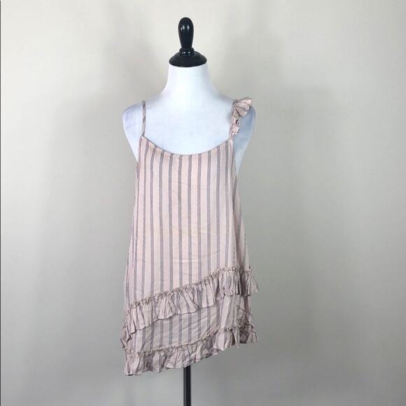 Ro & De Top Striped Asymmetrical Ruffle Tank Top - Picture 4 of 7
